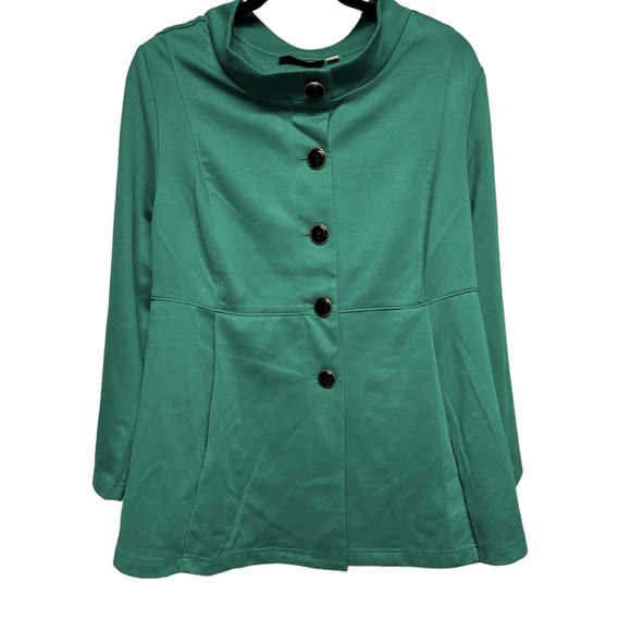 Bob Mackie Wearable Art Green Jacket with Black Buttons Size Lg Excellent Cond - Picture 1 of 8